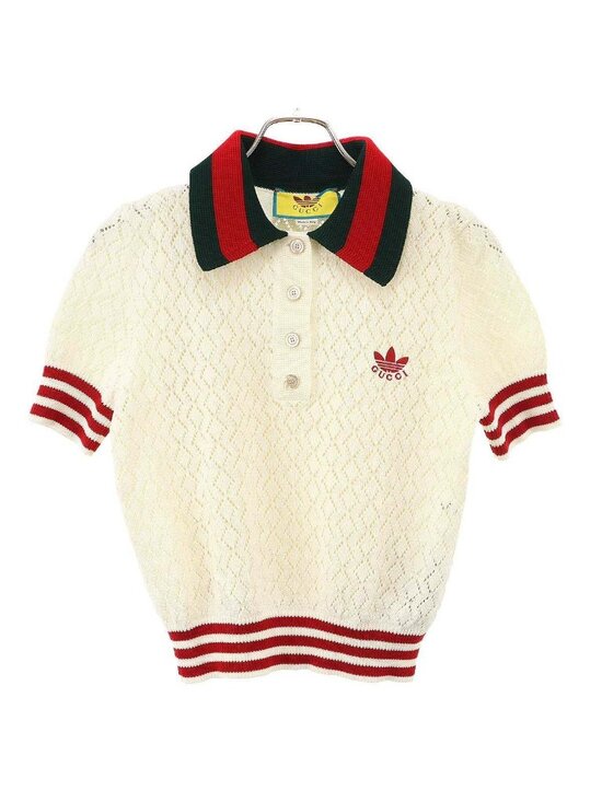 Gucci Tops - Gucci Adidas Short Sleeve Knit Polo Shirt Ivory XS